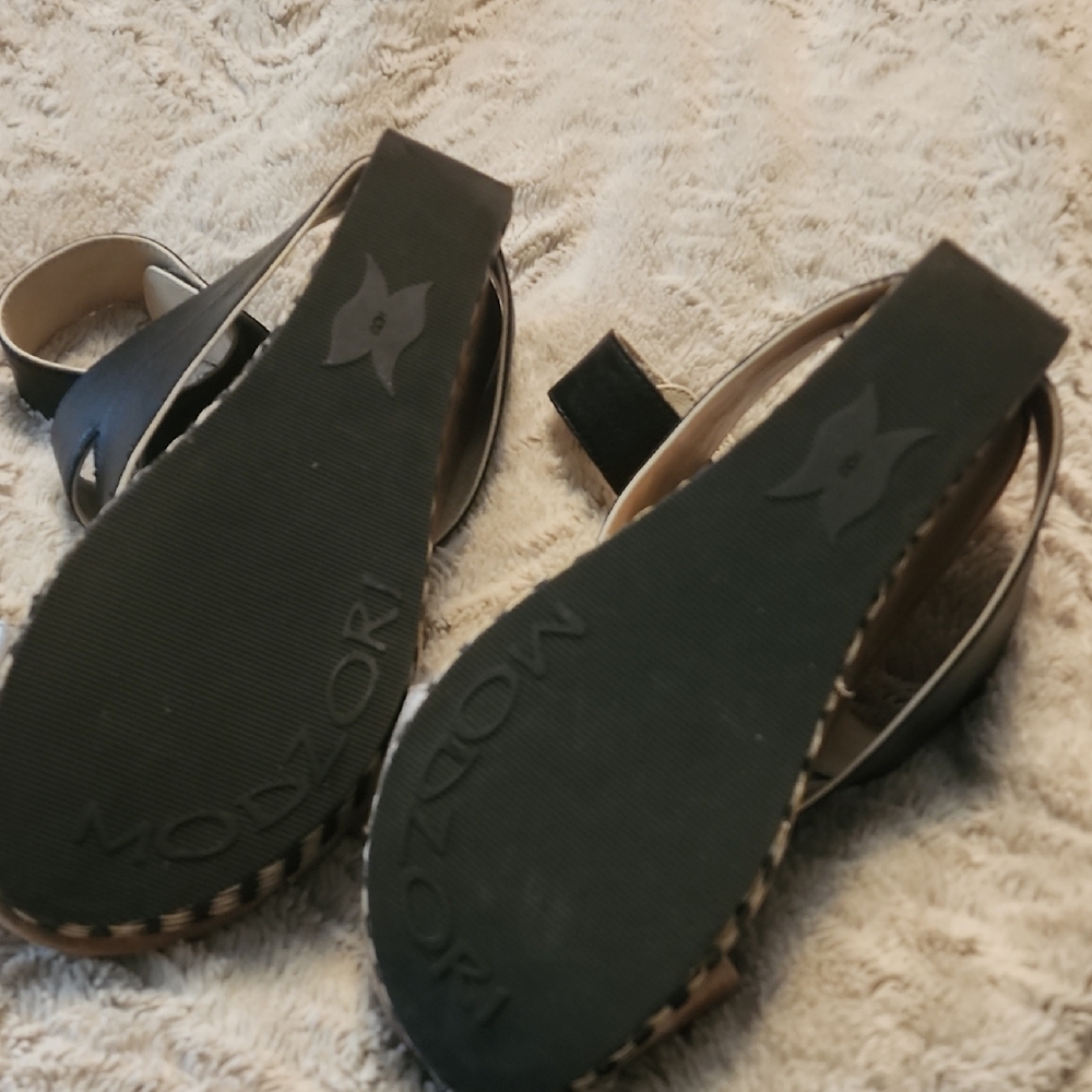Modzori Black and Gold Women's Sandals - Picture 2 of 8